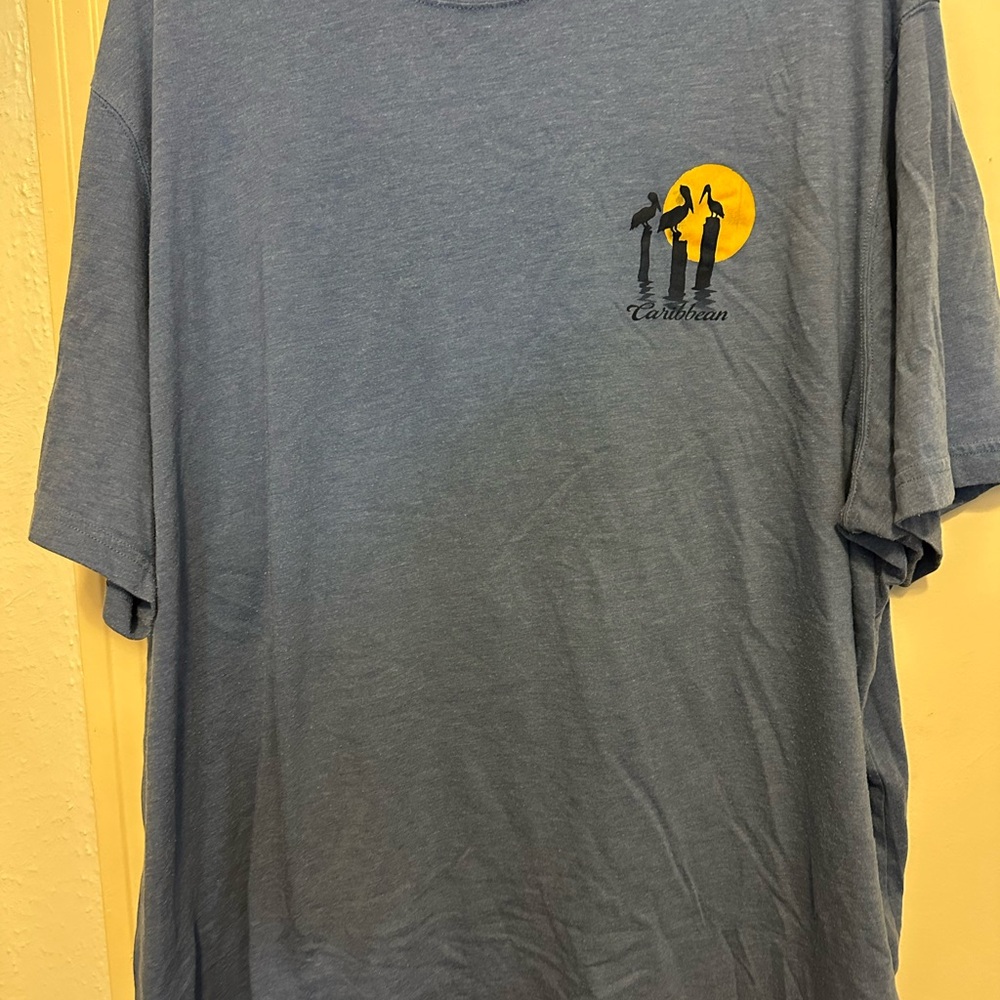 Caribbean Blue Tee with Yellow Graphic